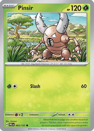 Pinsir 003/131 - Reverse Holofoil SV Prismatic Evolutions - Common