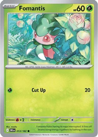 Fomantis 013/182 - Reverse Holofoil SV10 Destined Rivals - Common