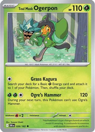 Teal Mask Ogerpon 026/182 - Reverse Holofoil SV10 Destined Rivals - Uncommon