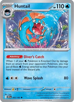 Huntail 055/182 - Reverse Holofoil SV10 Destined Rivals - Uncommon