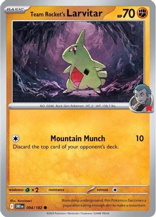 Team Rocket's Larvitar 094/182 - Reverse Holofoil SV10 Destined Rivals - Common