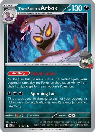 Team Rocket's Arbok 113/182 SV10 Destined Rivals - Uncommon