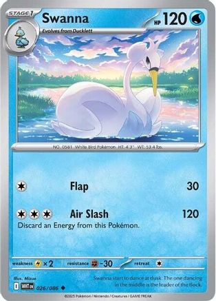 Swanna 026/086 - Reverse Holofoil SV White Flare - Uncommon