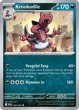 Krookodile 066/094 - Reverse Holofoil ME02 Phantasmal Flames - Uncommon