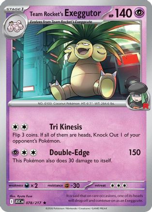 Team Rocket's exeggutor 078 - Holofoil ME Ascended Heroes - Rare