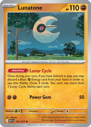 Lunatone 105 - Holofoil ME Ascended Heroes - Rare