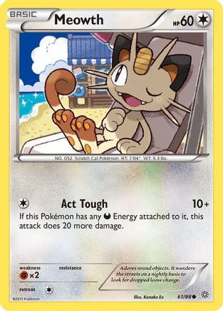 Meowth 061  - Reverse Holofoil XY  Ancient Origins - Common