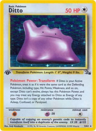 Ditto (003/62) [Fossil] 1st Edition Holofoil - Holo Rare