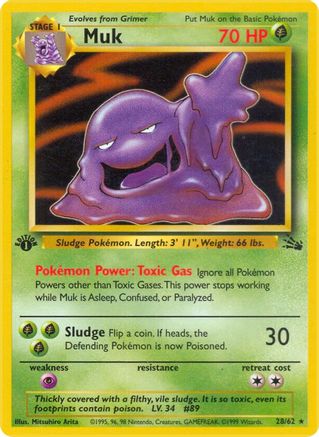 Muk (28) (28) 028  - 1st Edition Fossil - Rare