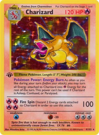 Charizard (4) [Base Set Shadowless] 1st Edition Holofoil - Holo Rare