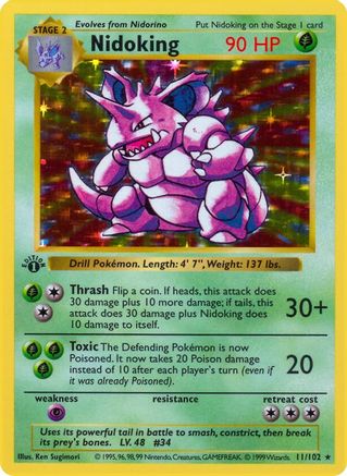 Nidoking/102  - 1st Edition Holofoil Base Set Shadowless - Holo Rare