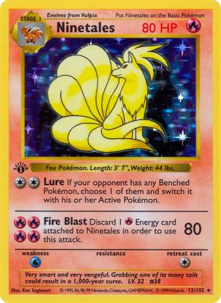 Ninetales/102  - 1st Edition Holofoil Base Set Shadowless - Holo Rare