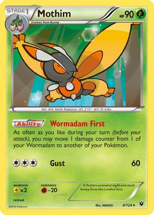 Mothim  - Reverse Holofoil XY  Fates Collide - Rare