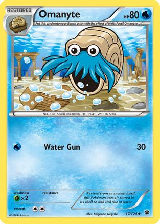 Omanyte/124  - Reverse Holofoil XY  Fates Collide - Uncommon