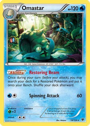 Omastar 018  - Reverse Holofoil XY  Fates Collide - Rare