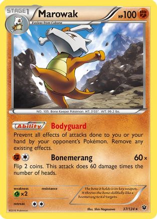 Marowak 037/124  - Reverse Holofoil XY  Fates Collide - Rare