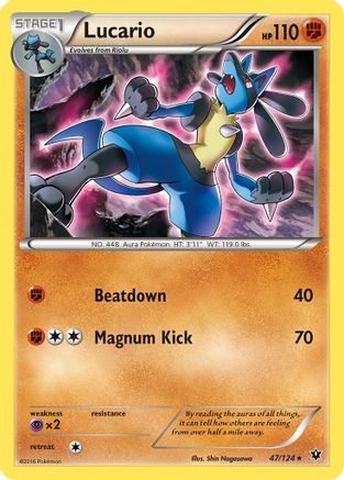 Lucario (47) (47) 047  - Reverse Holofoil XY  Fates Collide - Rare