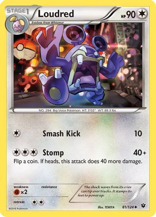 Loudred 081  - Reverse Holofoil XY  Fates Collide - Uncommon