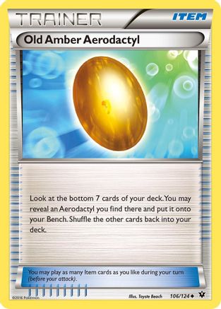 Old Amber Aerodactyl/124  - Reverse Holofoil XY  Fates Collide - Uncommon
