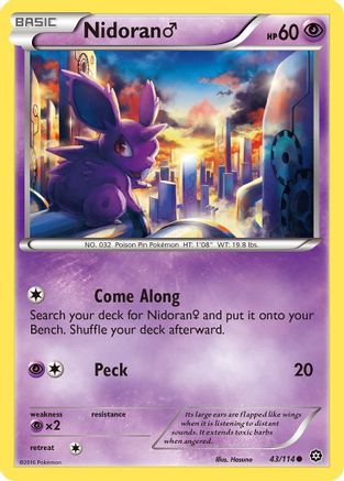 Nidoran M 043  - Reverse Holofoil XY  Steam Siege - Common