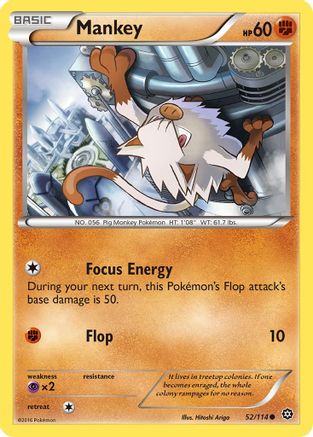Mankey 052  XY  Steam Siege - Common