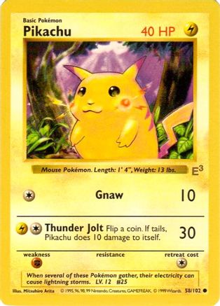 Pikachu (E3 Stamped with Red Cheeks) (058/102) [Miscellaneous Cards & Products] Normal - Promo