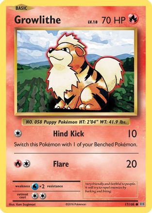 Growlithe (017/108) [XY  Evolutions] Reverse Holofoil - Common