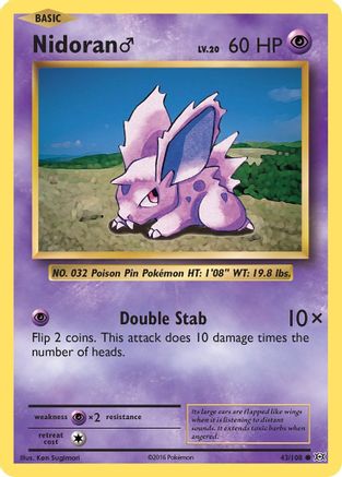 Nidoran M 043  - Reverse Holofoil XY  Evolutions - Common