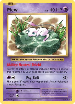 Mew 053  - Holofoil XY  Evolutions - Holo Rare