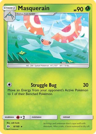 Masquerain 008  SM Base Set - Rare