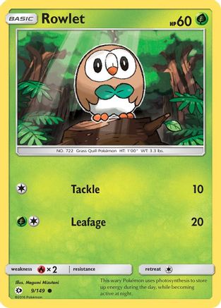 Rowlet (009/149) [SM Base Set] Reverse Holofoil - Common