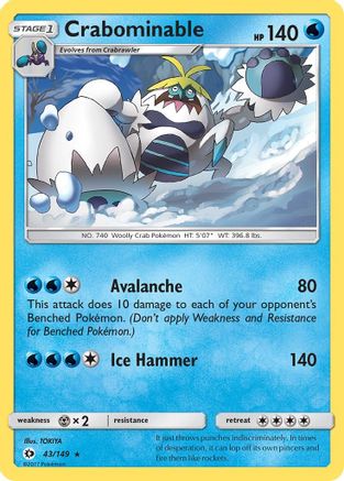 Crabominable (043/149) [SM Base Set] Reverse Holofoil - Rare