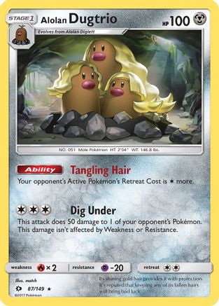 Alolan Dugtrio (087/149) [SM Base Set] Reverse Holofoil - Holo Rare