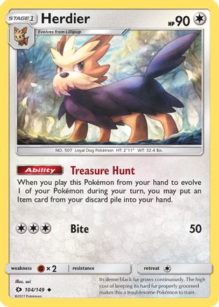 Herdier (104/149) [SM Base Set] Normal - Uncommon