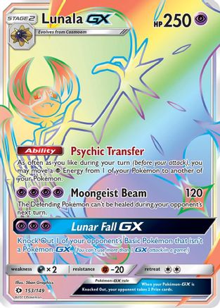 Lunala GX (Secret)  - Holofoil SM Base Set - Secret Rare