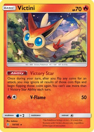 Victini 010/145  - Reverse Holofoil SM  Guardians Rising - Holo Rare