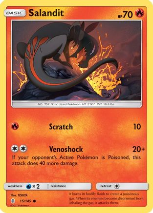 Salandit 015/145  - Reverse Holofoil SM  Guardians Rising - Common