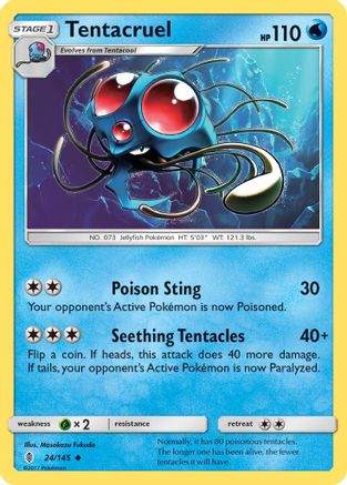 Tentacruel 024  - Reverse Holofoil SM  Guardians Rising - Uncommon