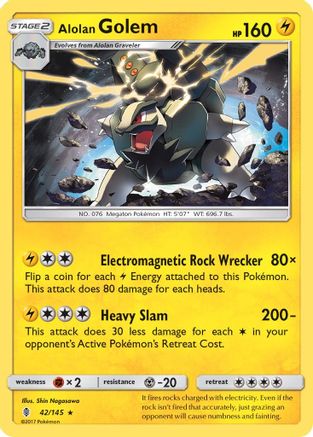 Alolan Golem (042/145) [SM  Guardians Rising] Reverse Holofoil - Holo Rare