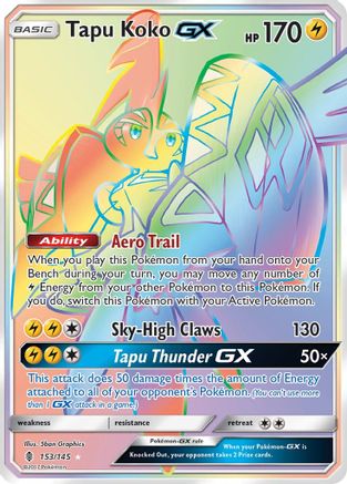 Tapu Koko GX (Secret) 153  - Holofoil SM  Guardians Rising - Secret Rare
