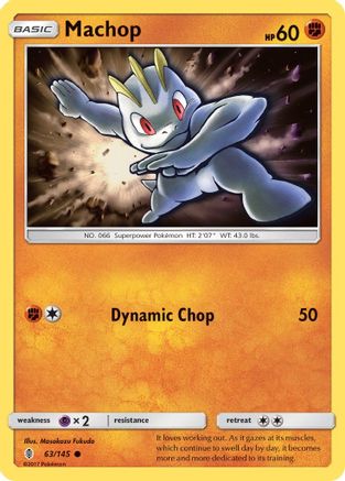 Machop (63) (63) 063/145  - Reverse Holofoil SM  Guardians Rising - Common