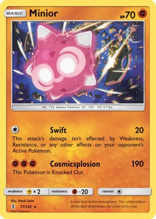 Minior 077/145  - Reverse Holofoil SM  Guardians Rising - Holo Rare
