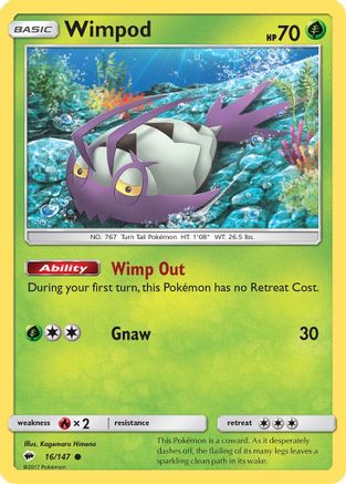 Wimpod 016/147  - Reverse Holofoil SM  Burning Shadows - Common