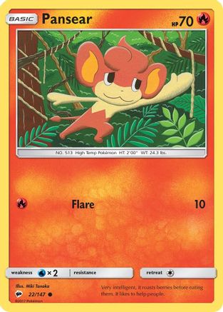 Pansear 022/147  - Reverse Holofoil SM  Burning Shadows - Common