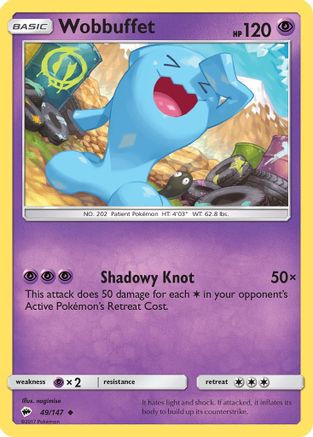 Wobbuffet 049/147  - Reverse Holofoil SM  Burning Shadows - Uncommon