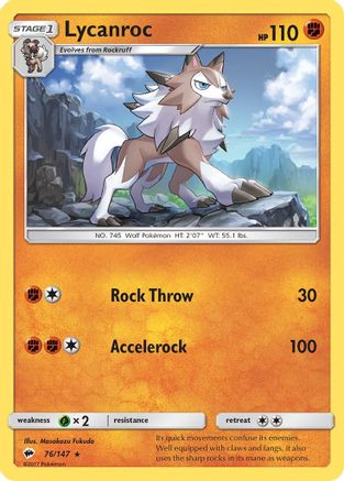 Lycanroc (76) (76) 076/147  - Reverse Holofoil SM  Burning Shadows - Rare