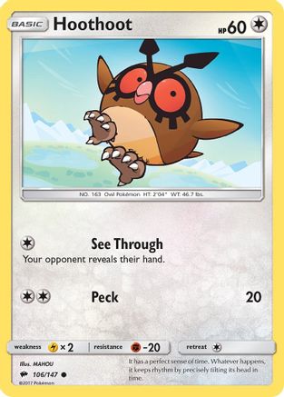Hoothoot (106/147) [SM  Burning Shadows] Reverse Holofoil - Common