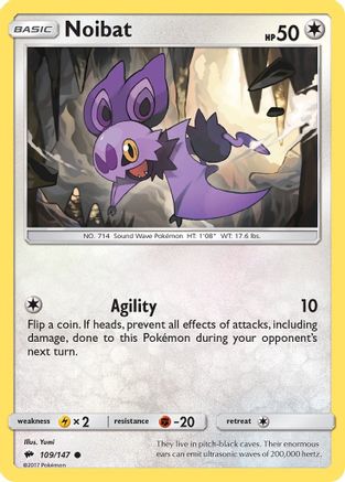 Noibat 109/147  - Reverse Holofoil SM  Burning Shadows - Common
