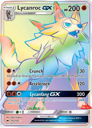 Lycanroc GX (Secret) 155  - Holofoil SM  Burning Shadows - Secret Rare
