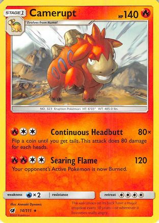 Camerupt 014  - Reverse Holofoil SM  Crimson Invasion - Rare